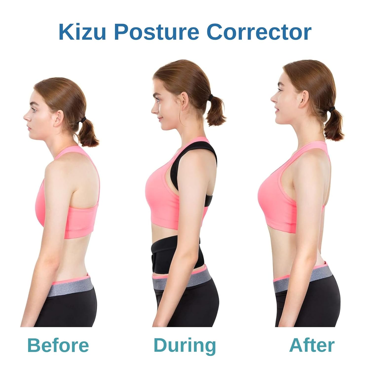 Kizu Posture Corrector for Upper Back and Shoulders, Adjustable Support Brace

