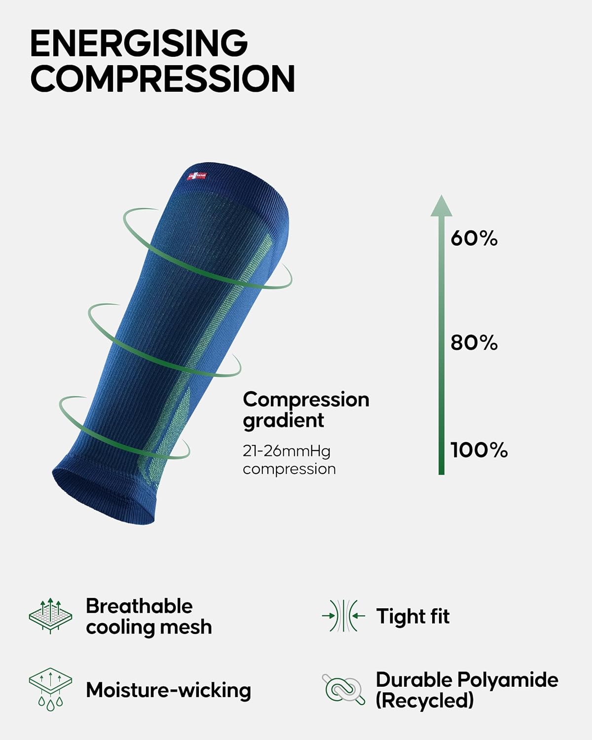 Danish Endurance Calf Compression Sleeve 21–26 mmHg for Legs and Shin Support

