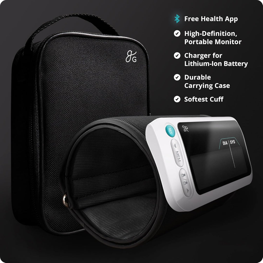 Greater Goods Bluetooth Upper Arm Blood Pressure Monitor with App and Rechargeable Cuff

