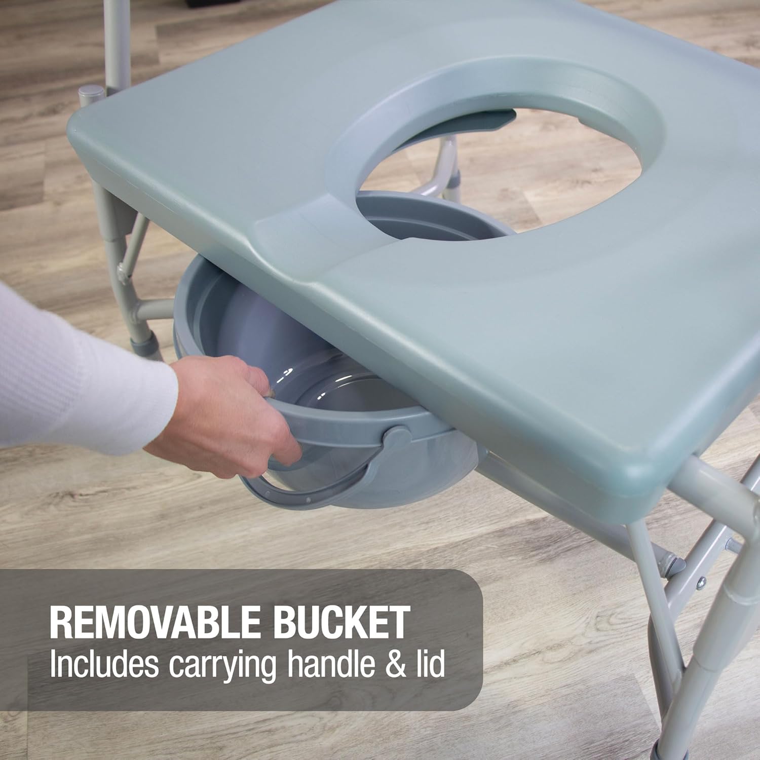 DMI Drop Arm Over-Toilet Toilet Chair with Extra-Wide Seat, 500 lb Capacity

