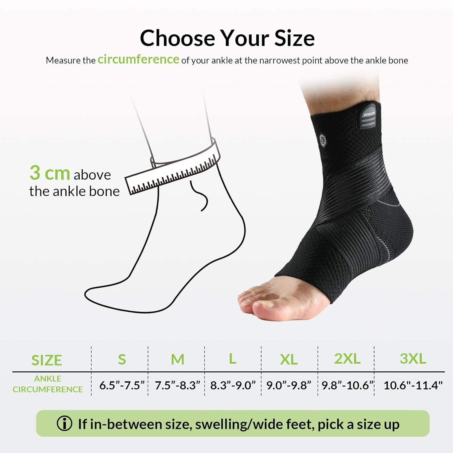 ZOELION Ankle Brace Compression Sleeve with Removable Fishnet Strap for Plantar Fasciitis

