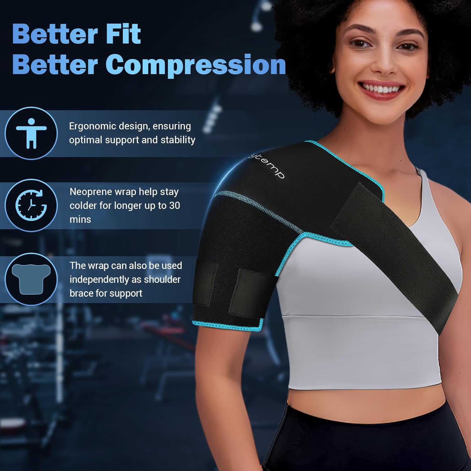Comfytemp Shoulder Ice Wrap Compression Sleeve for Cold and Heat Therapy Relief

