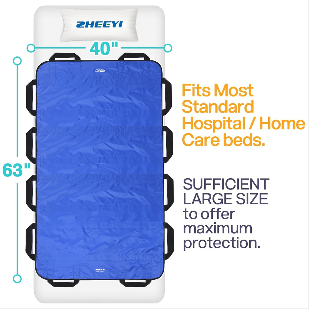ZHEEYI Bed Positioning Pad with Reinforced Handles 63 x 40 Washable Transfer Sheet

