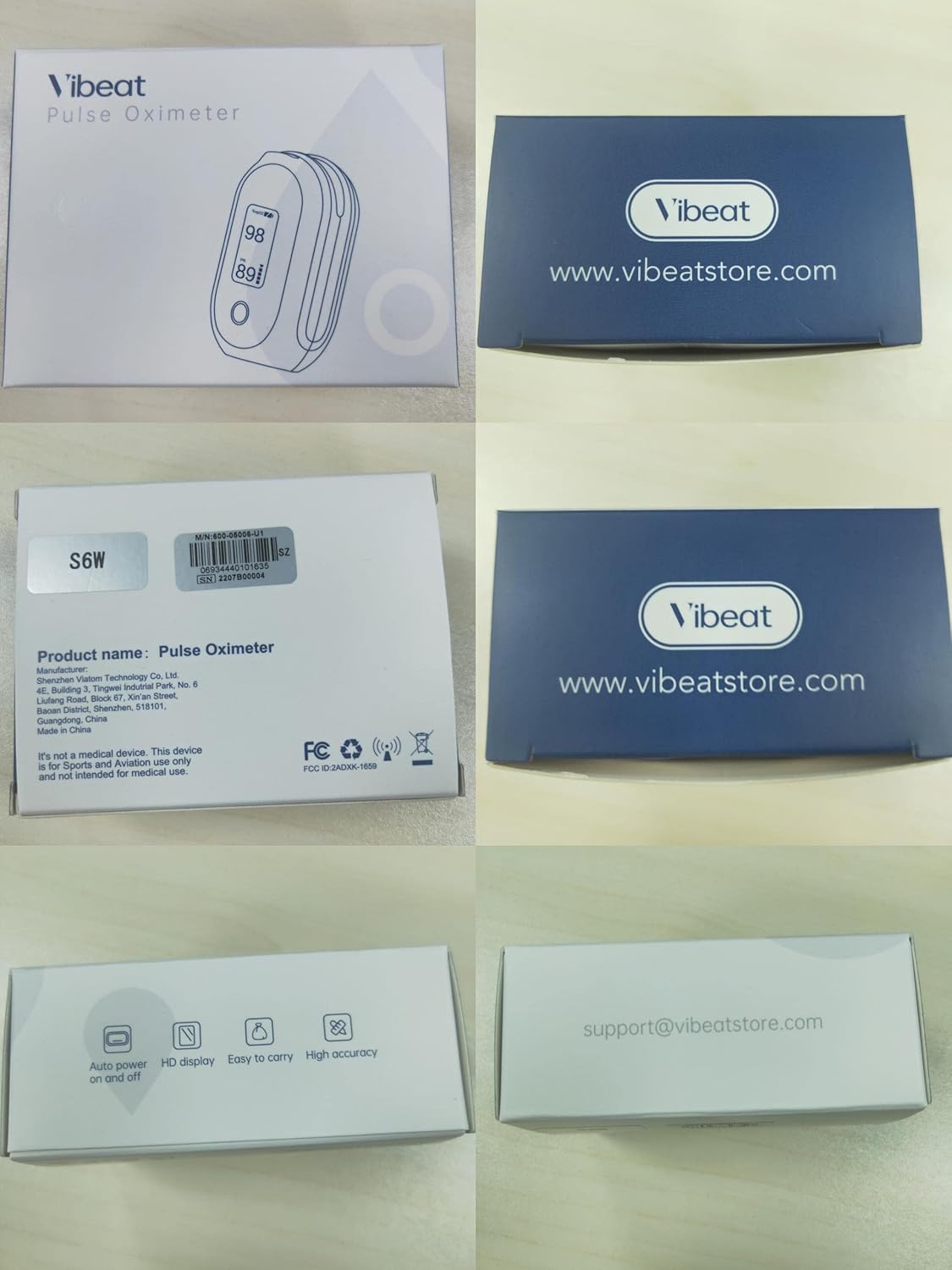 Vibeat Rechargeable Finger Pulse Oximeter with Bluetooth, OLED SpO2 & Pulse Monitor

