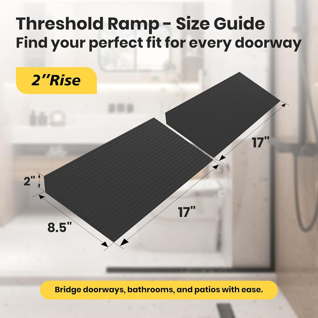 Nuvium Rubber Threshold Ramps for Doorways, Modular Wheelchair Ramp Set, 2000 lb

