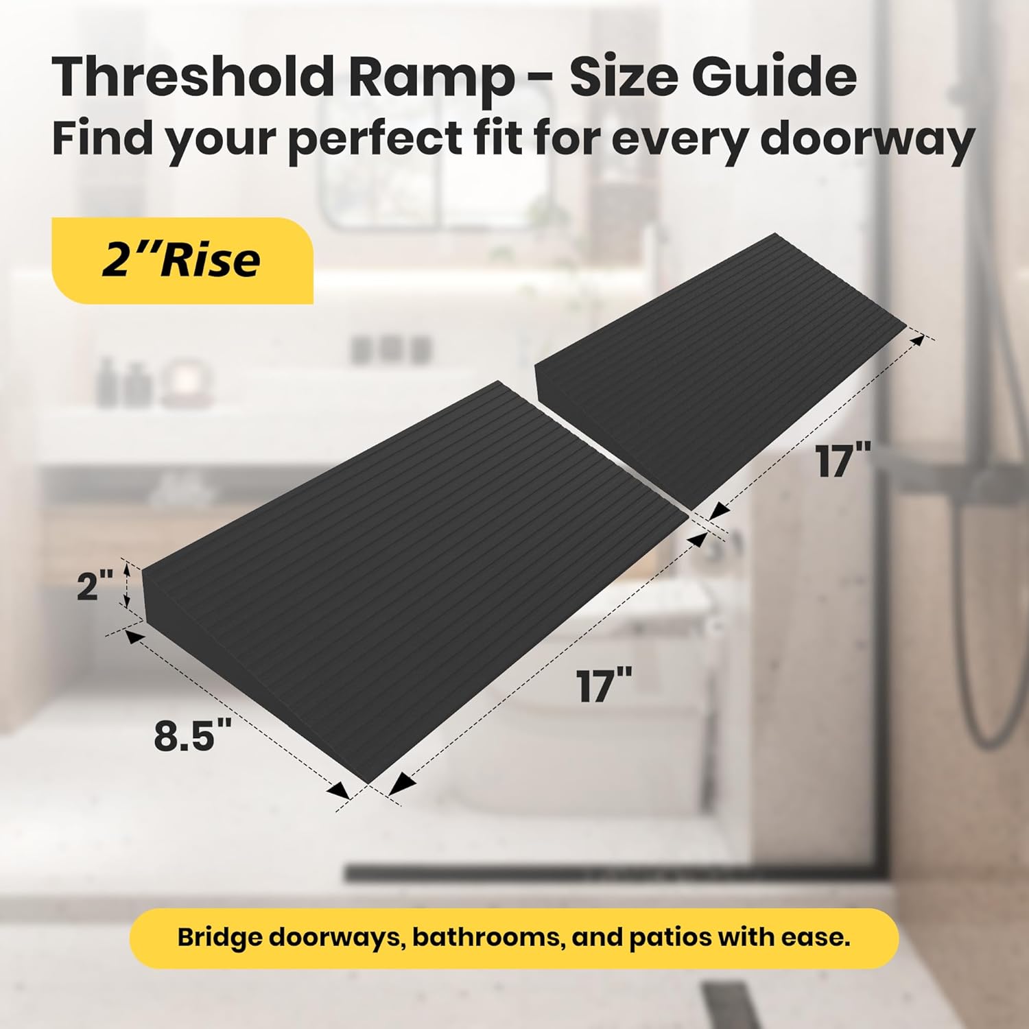 Nuvium Rubber Threshold Ramps for Doorways, Modular Wheelchair Ramp Set, 2000 lb

