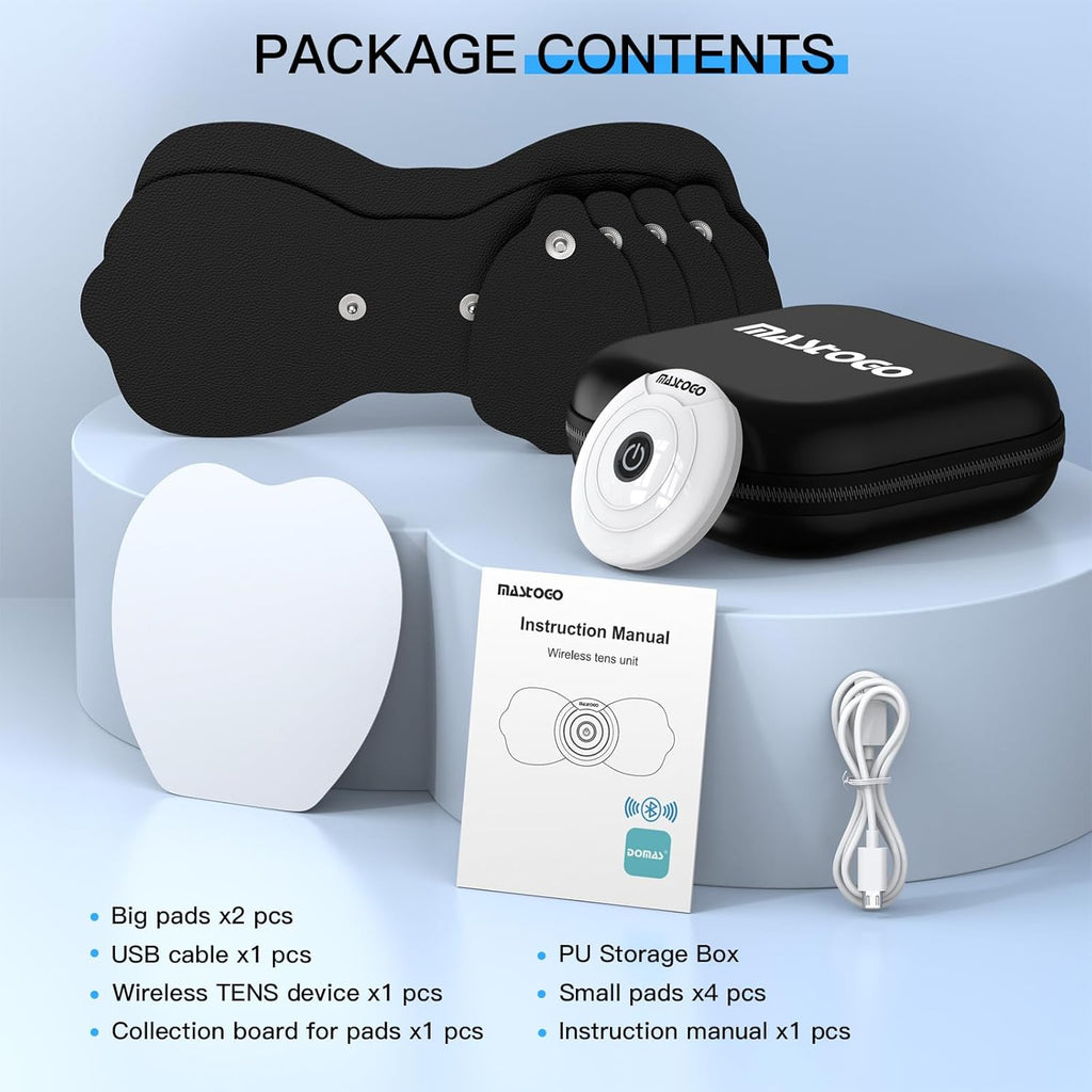 MASTOGO Wireless TENS EMS Muscle Stimulator for Back Pain Relief, Bluetooth App

