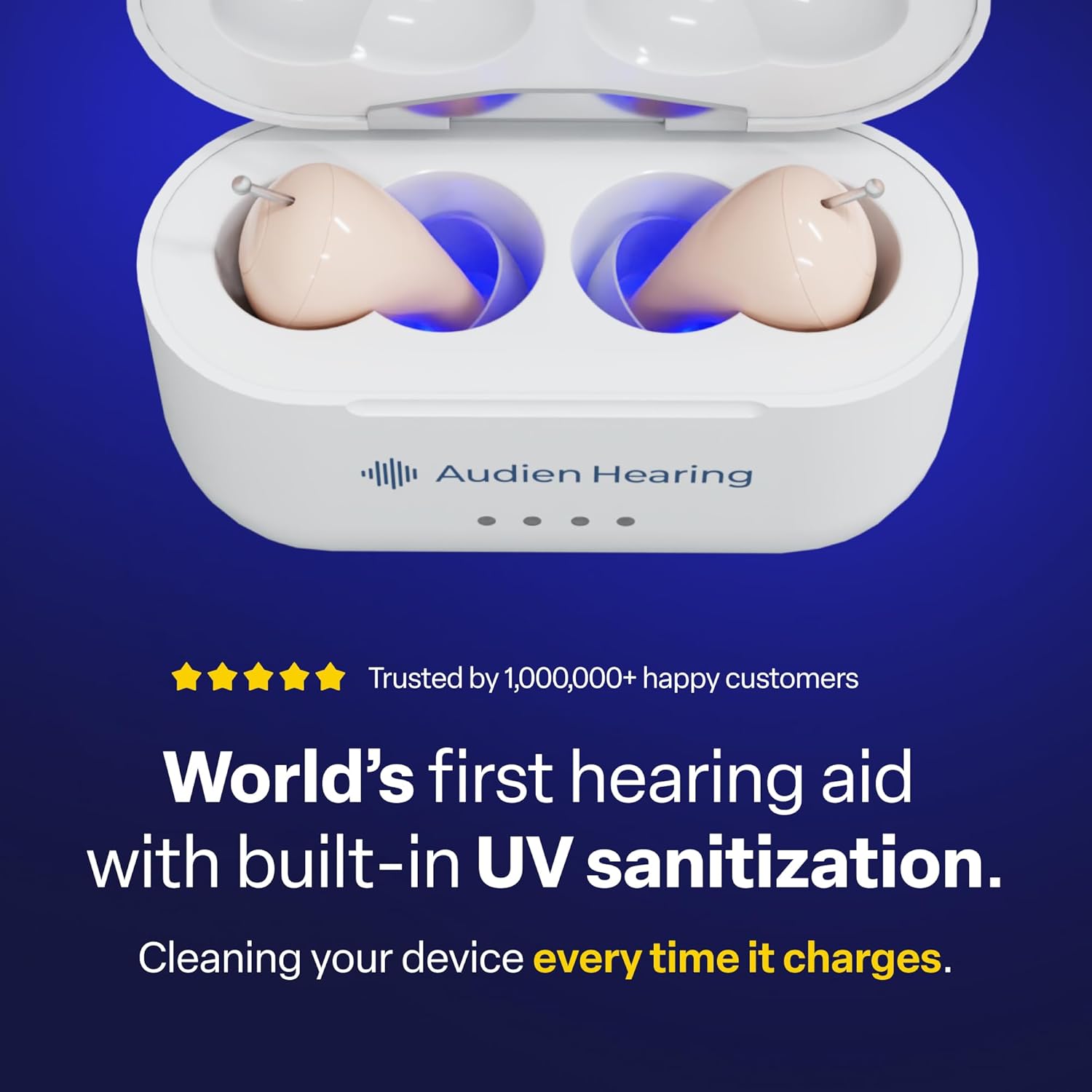 Audien Atom Pro 2 OTC Rechargeable Hearing Aid with Wireless Charging Case

