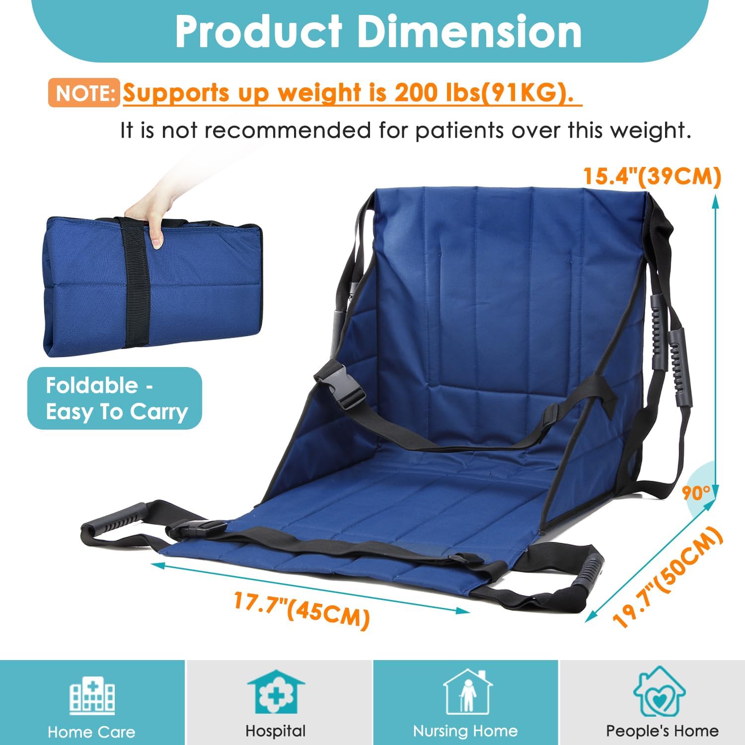 Patient Lift Transfer Belt with Handles for Bed to Wheelchair, Safety Sling Pad

