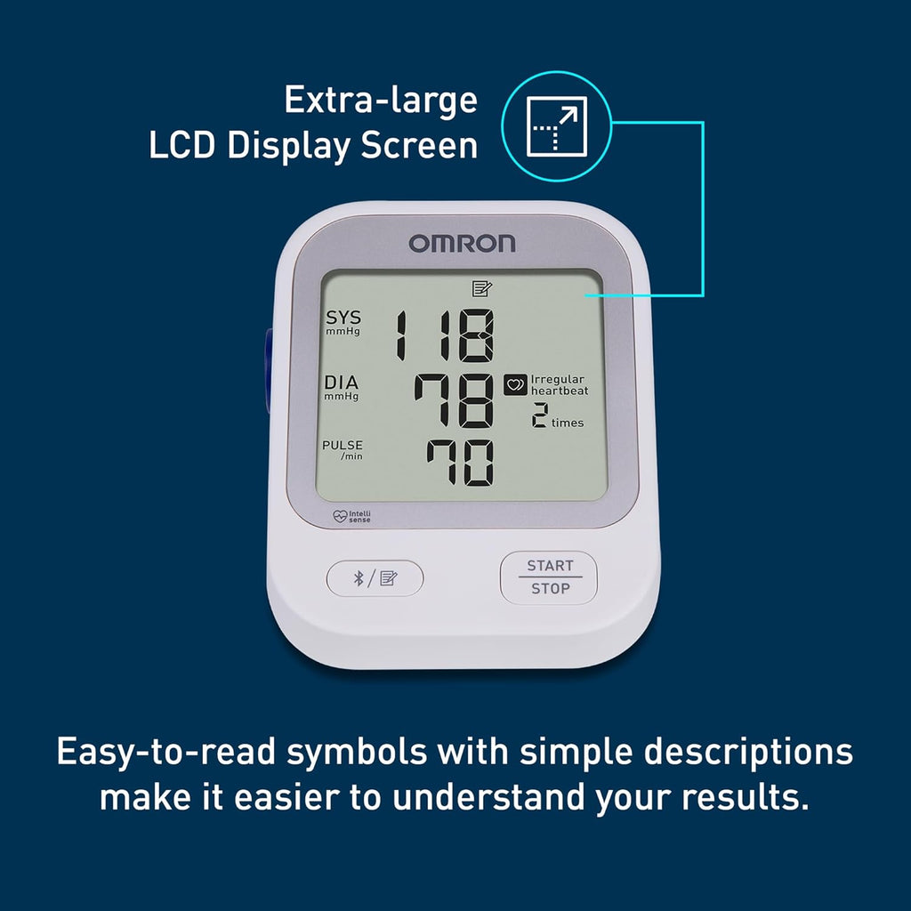 OMRON Silver Upper Arm Blood Pressure Monitor with Bluetooth and App for Home Use

