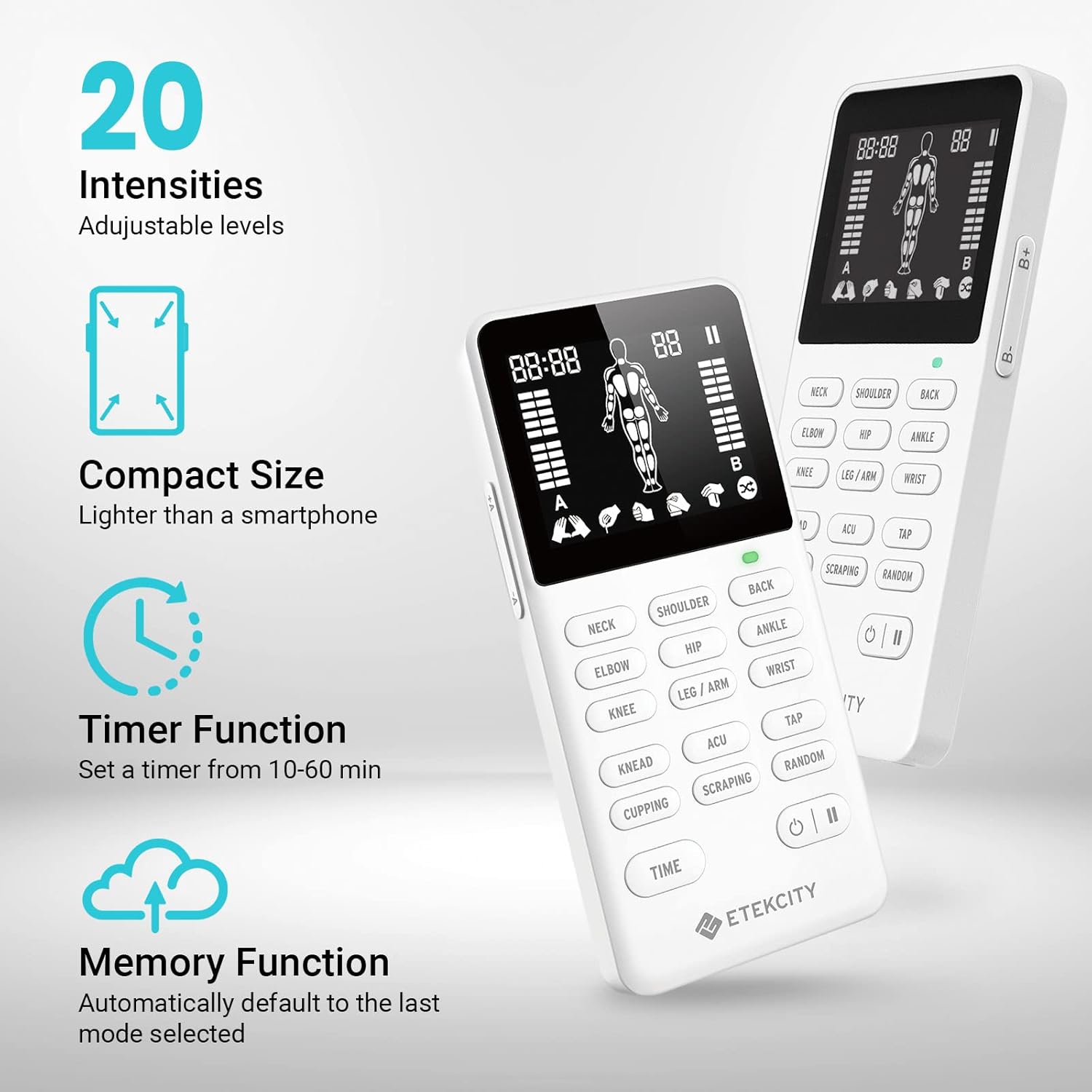 Etekcity 4-Channel Rechargeable TENS Unit Muscle Stimulator with Electrode Pads

