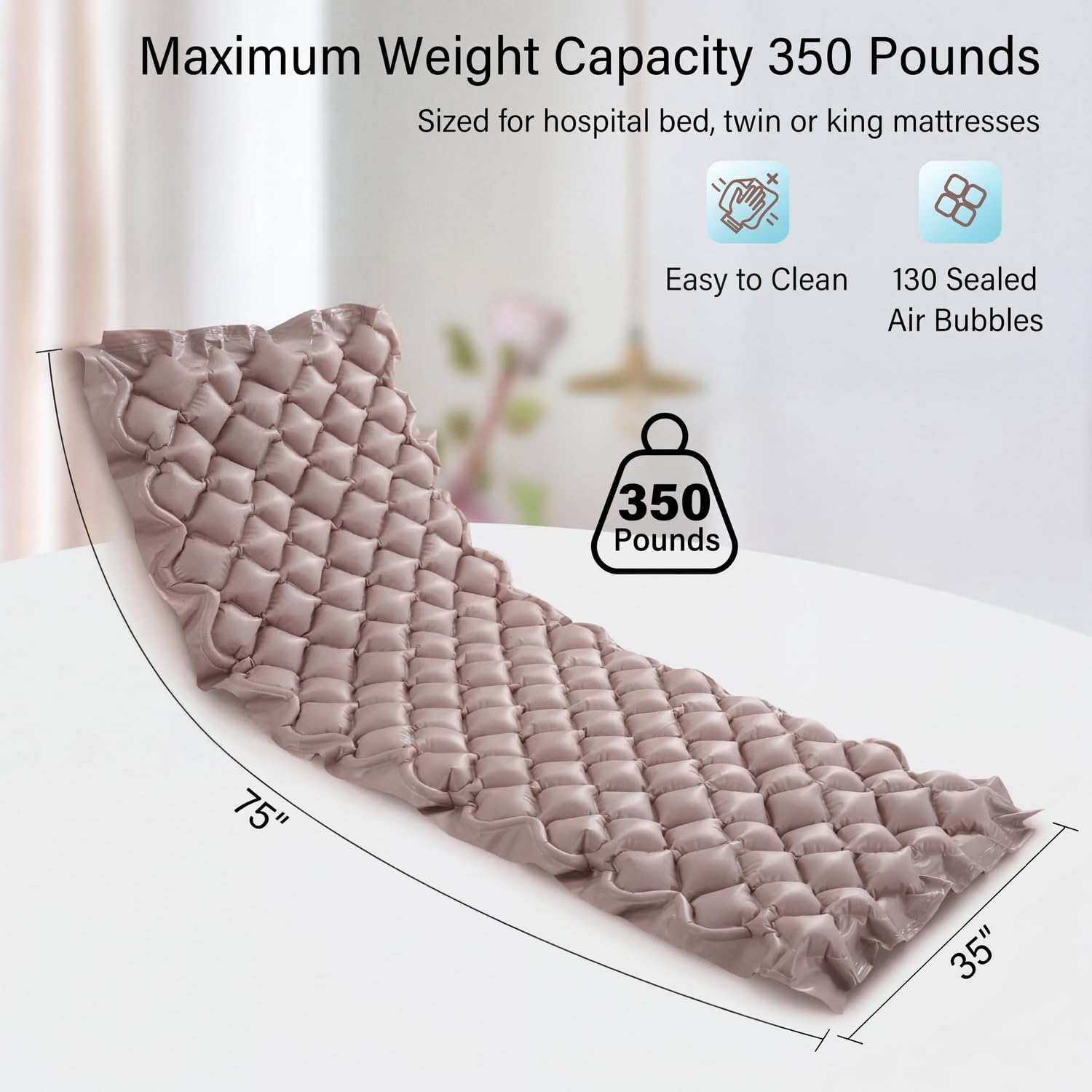 Careboda Alternating Pressure Mattress Pad with Quiet Pump Anti-Decubitus Air Pad

