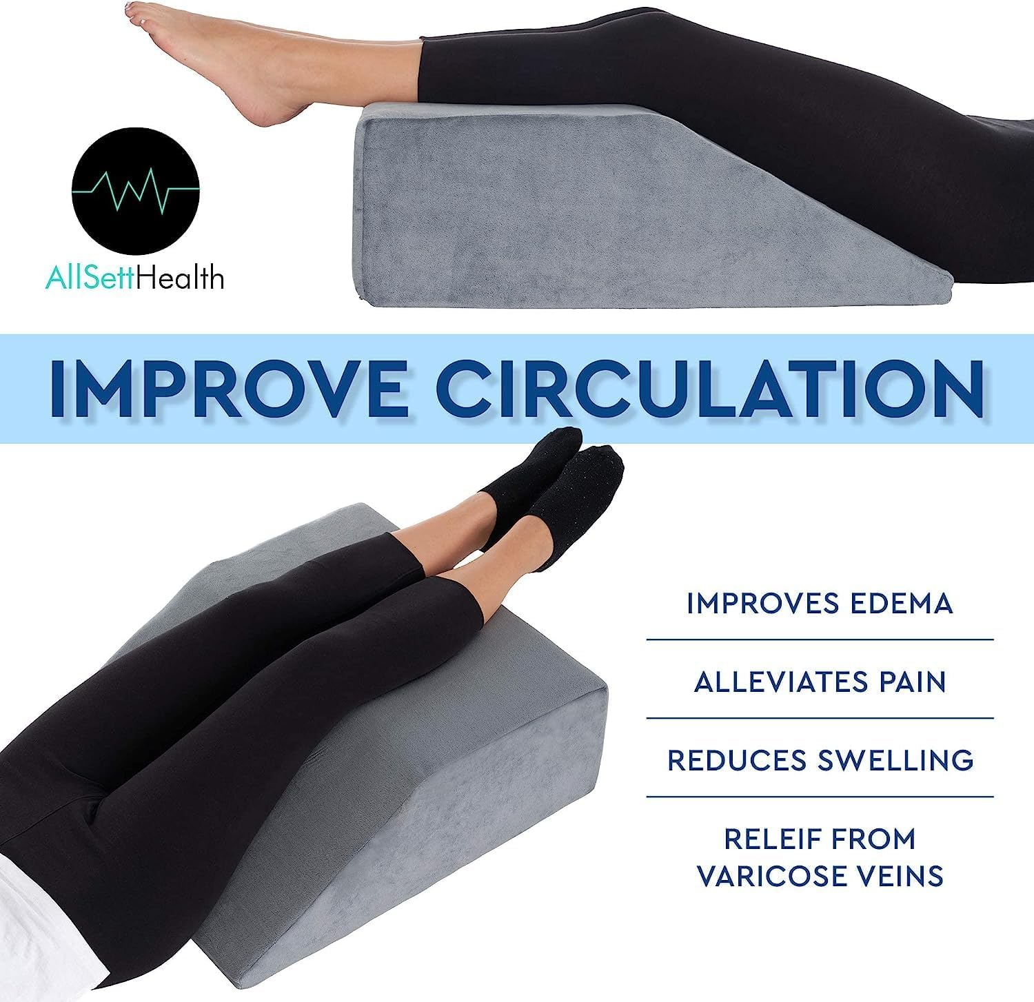 Memory Foam Leg Wedge Pillow for Foot & Ankle Swelling, Leg Rest Support

