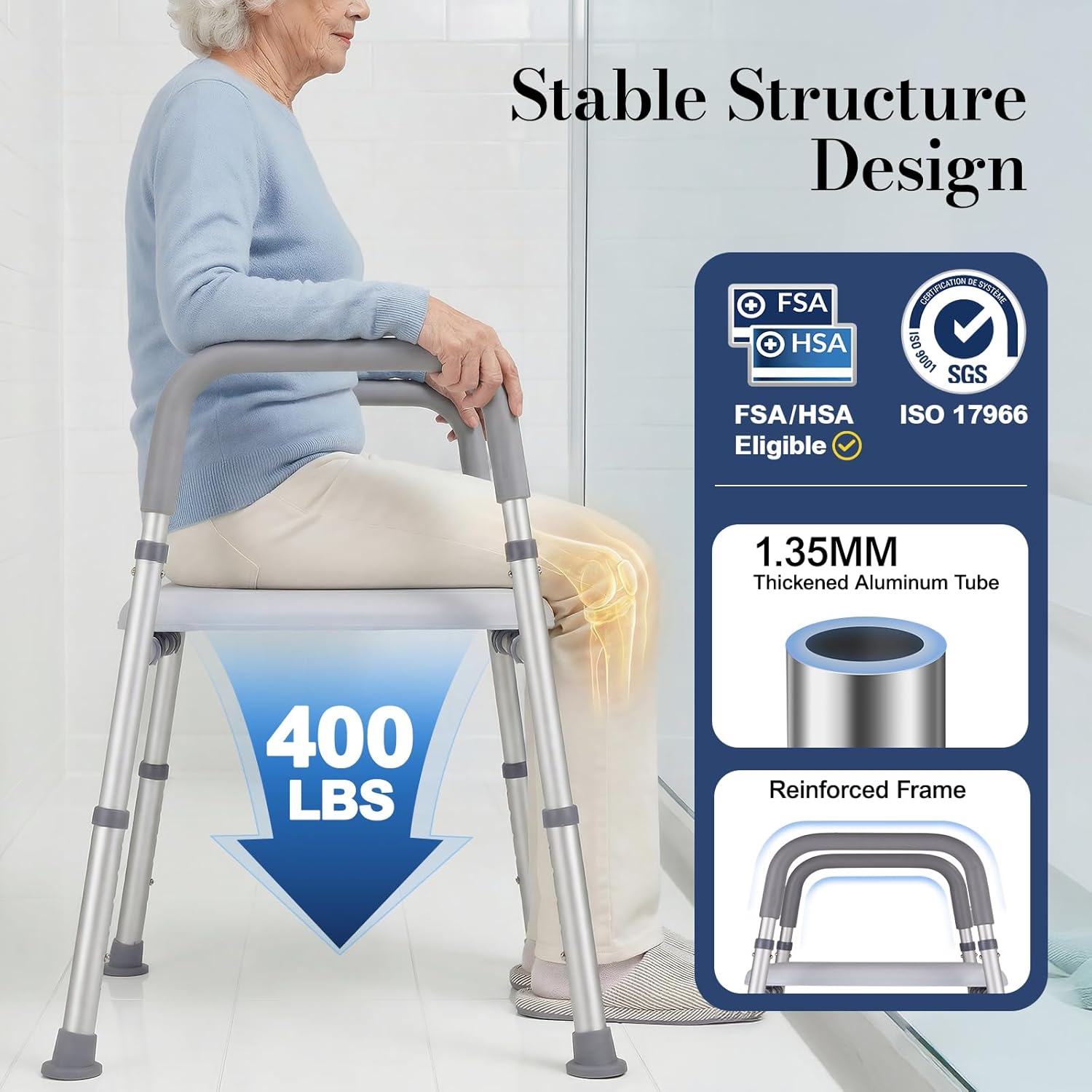 HolyHeal Adjustable Toilet Seat Riser with Handles, Raised Height for Mobility

