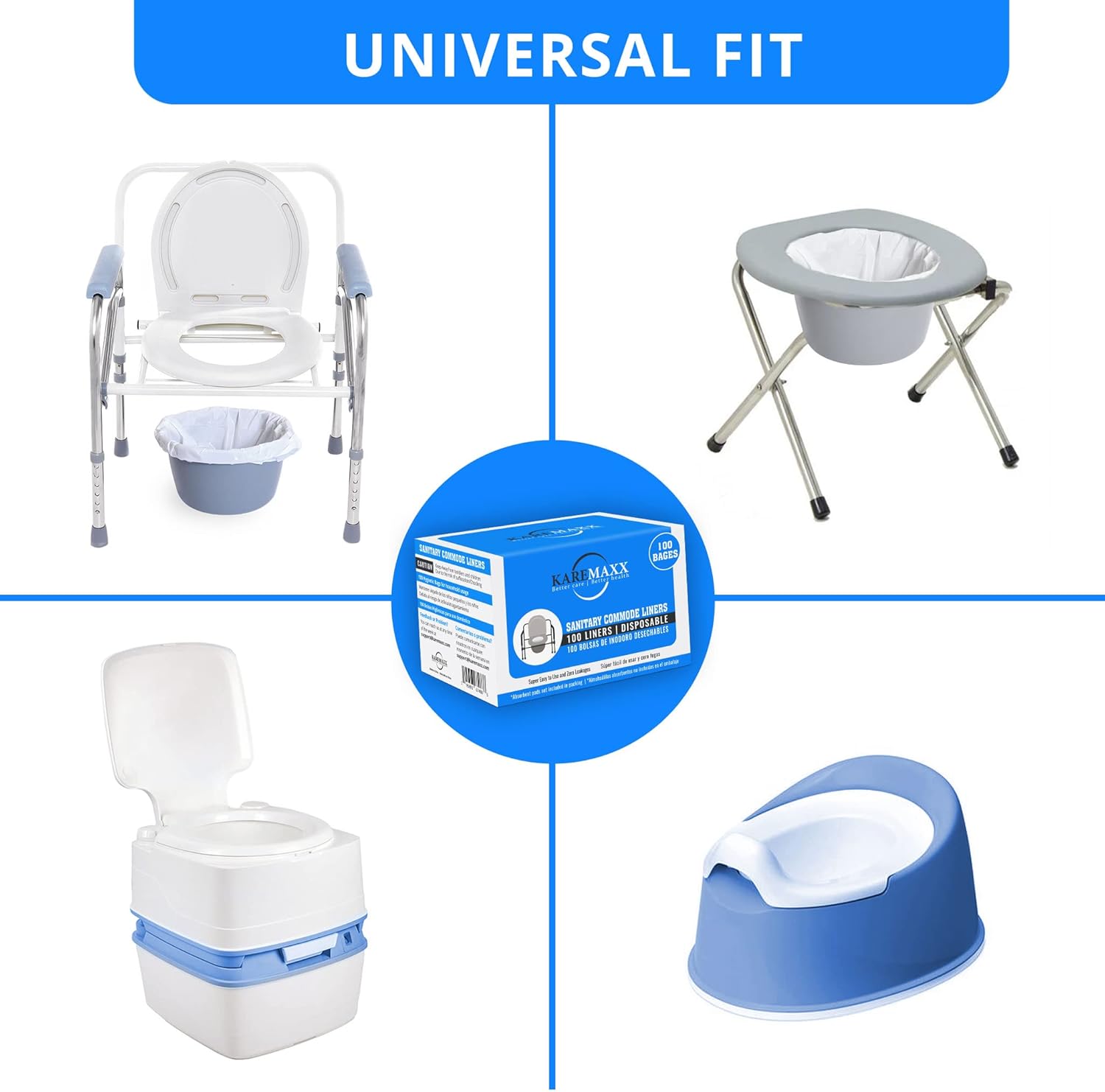 Karemaxx Bedside Commode Liners Leak Proof Odor Control Disposable Potty Bags


