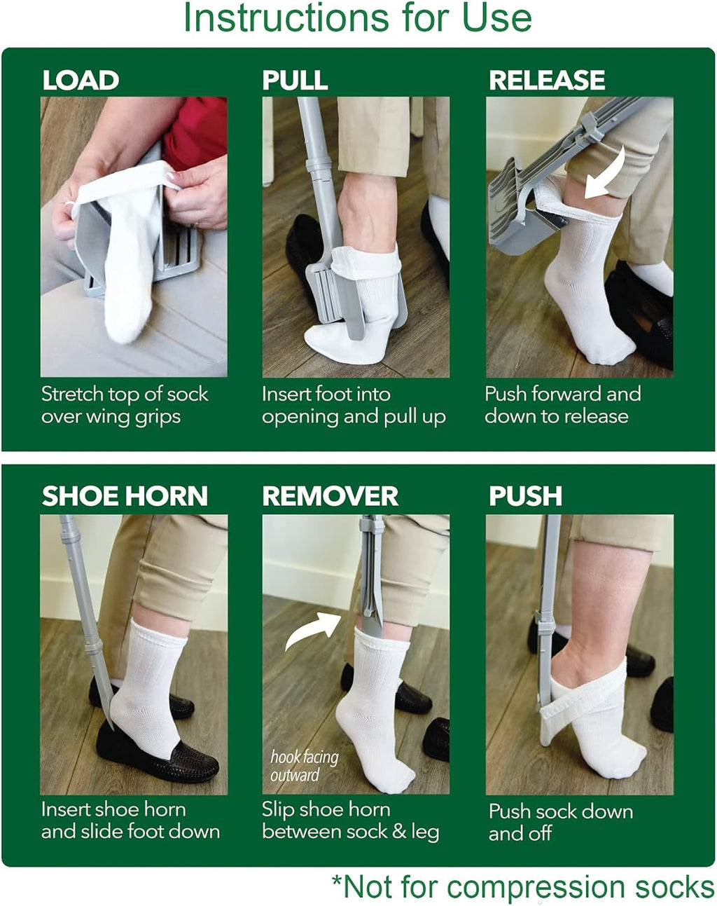 Sock Ox Adjustable Sock Aid with Built-in Long Shoe Horn for Easy Dressing

