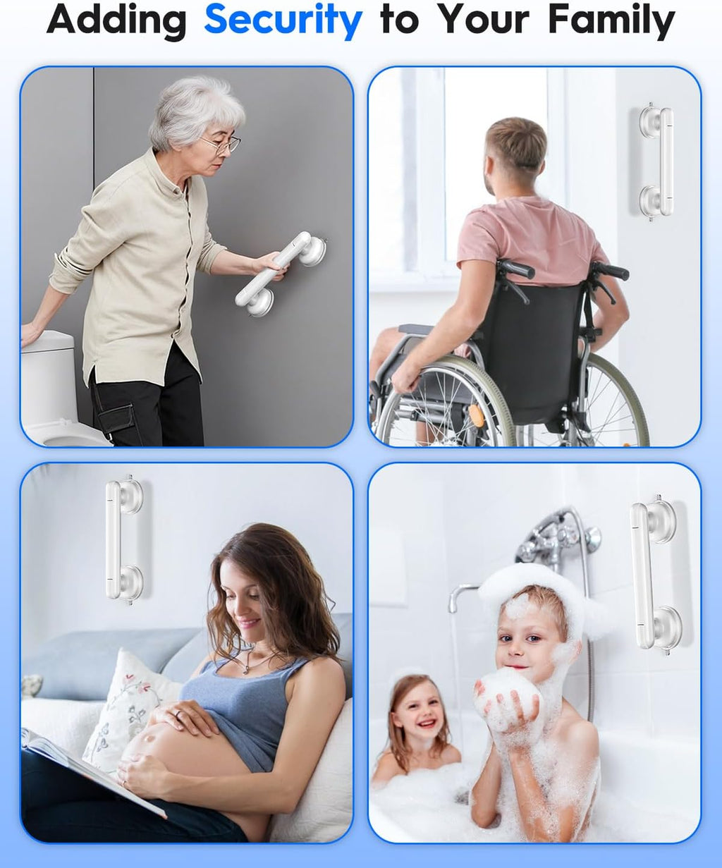 Upgraded Suction Cup Shower Grab Bars, Tool-Free Safety Handle for Bathroom

