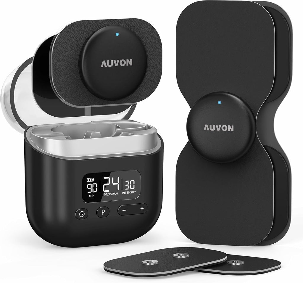 AUVON Wireless TENS Unit Muscle Stimulator with Rechargeable Case, 24 Modes

