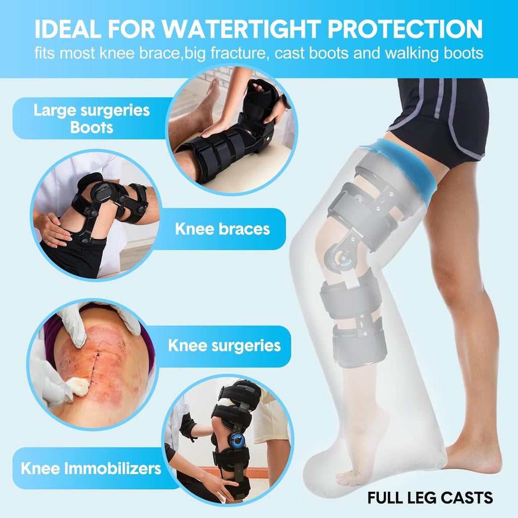 Waterproof shower cast cover with silicone seal for fracture boots

