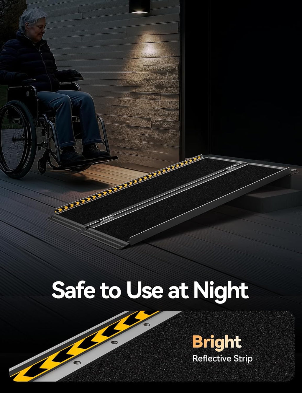FACHNUO Portable Wheelchair Ramp, Non-Slip Folding Threshold Ramp

