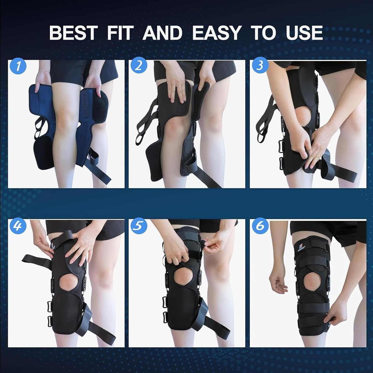 Hinged Knee Brace for Meniscus Tear, Adjustable Front Opening Knee Support

