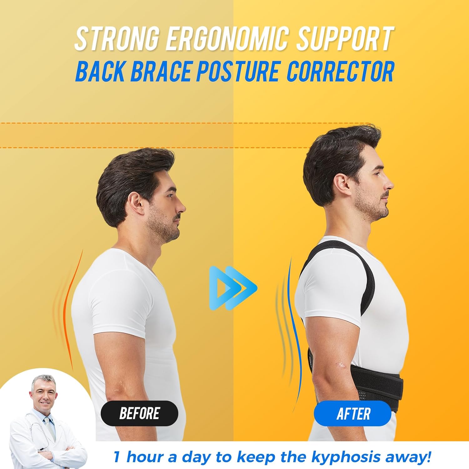 ZSZBACE Adjustable Back Brace Posture Corrector for Men and Women, Breathable

