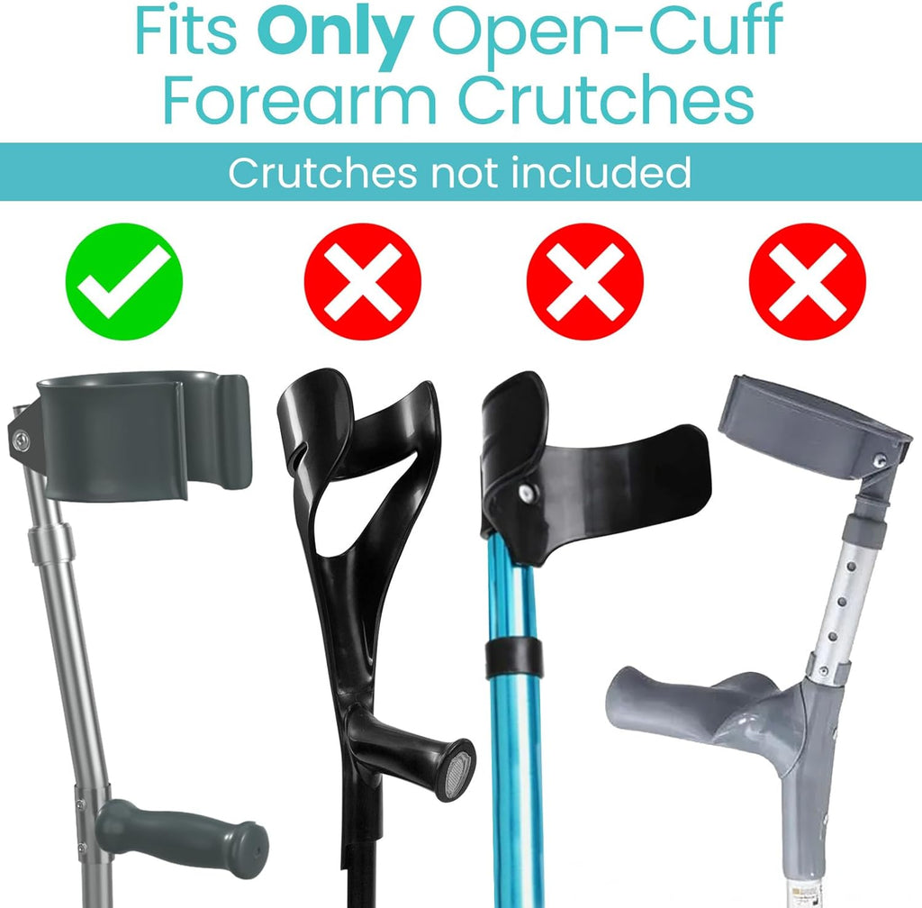 Vive Forearm Crutch Pads with Hand Grips for Open-Cuff Forearm Crutches

