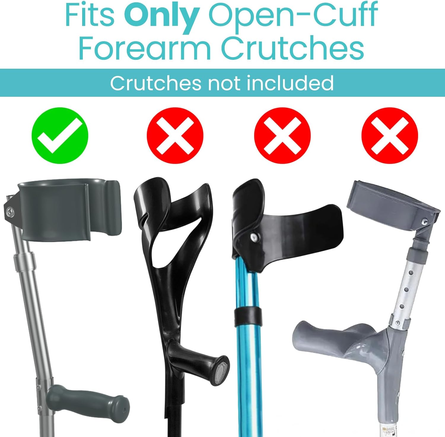 Vive Forearm Crutch Pads with Hand Grips for Open-Cuff Forearm Crutches

