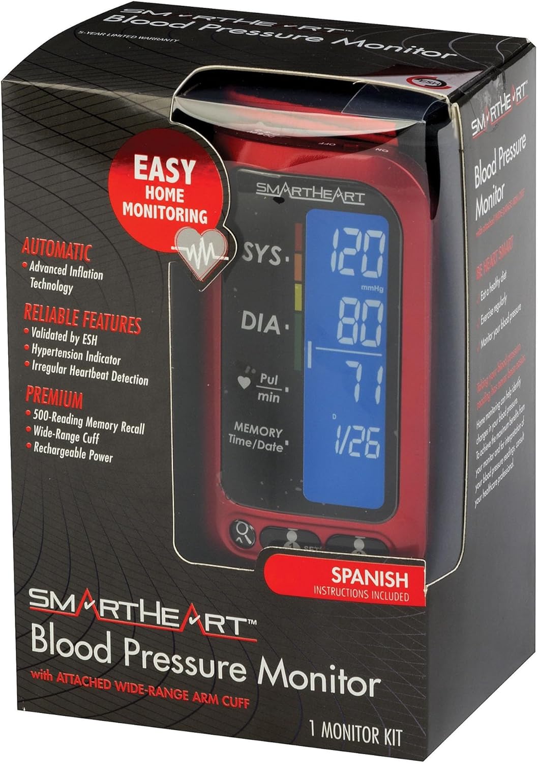 Smartheart Adult Digital Blood Pressure Monitor with Cuff Home Automatic

