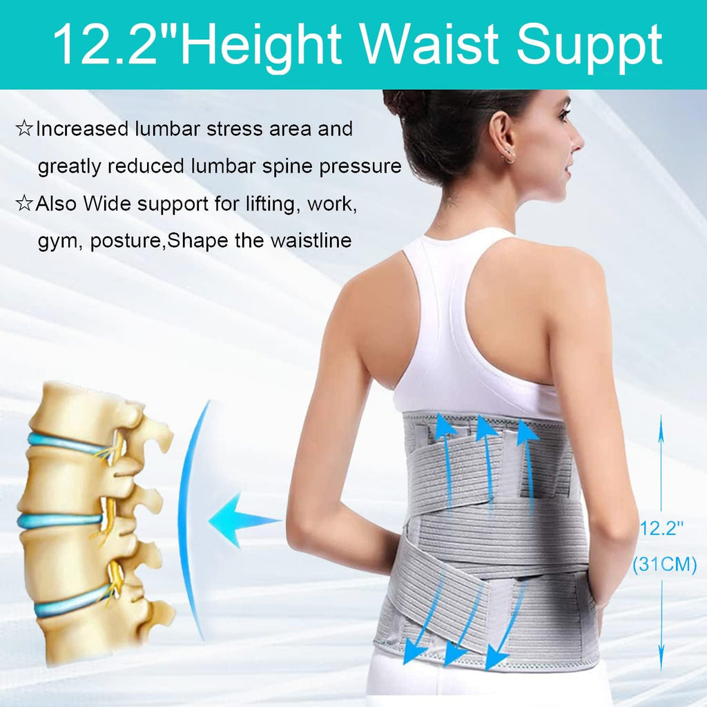 Adjustable Lumbar Back Brace Support Belt for Men and Women with Aluminum Inserts

