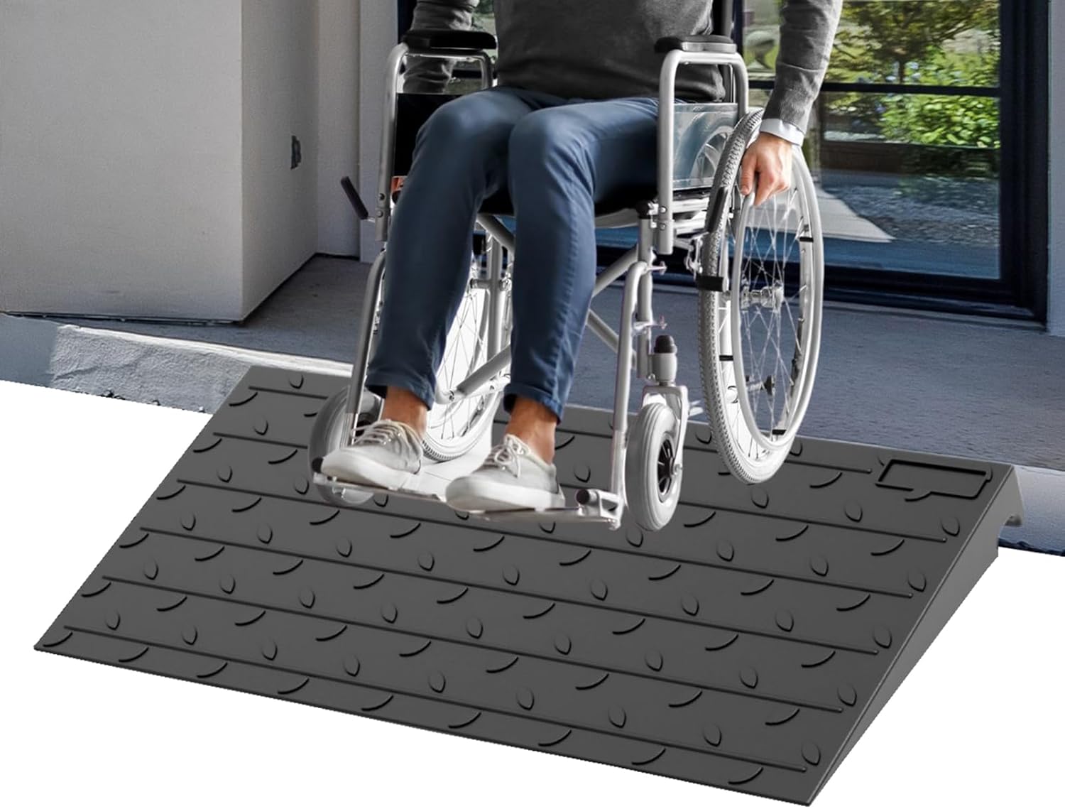 BESEA Rubber Threshold Ramp for Wheelchair, No-Slip Surface, 3500 lb Load

