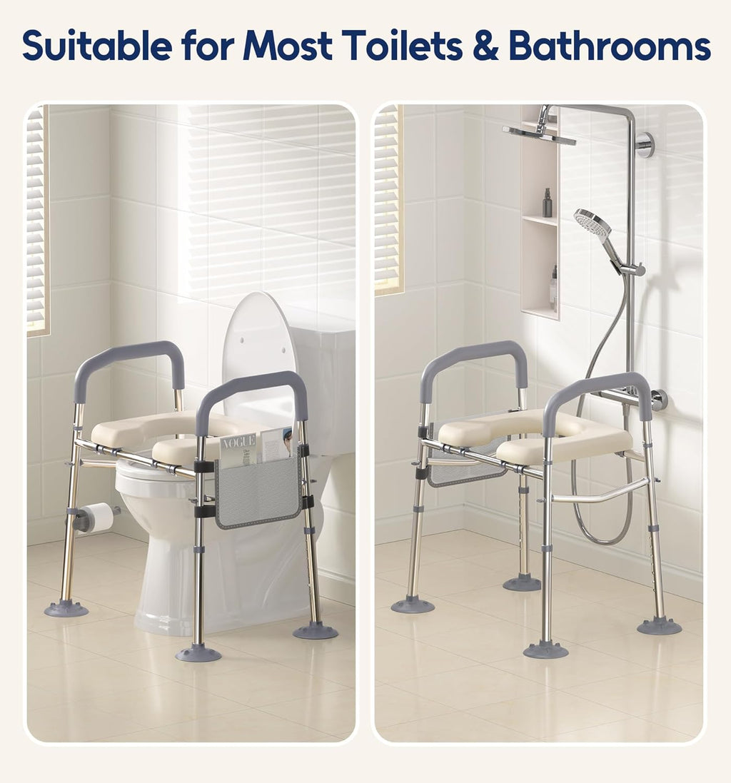 Bluelog Raised Toilet Seat with Handles, Height & Width Adjustable, 400 lb


