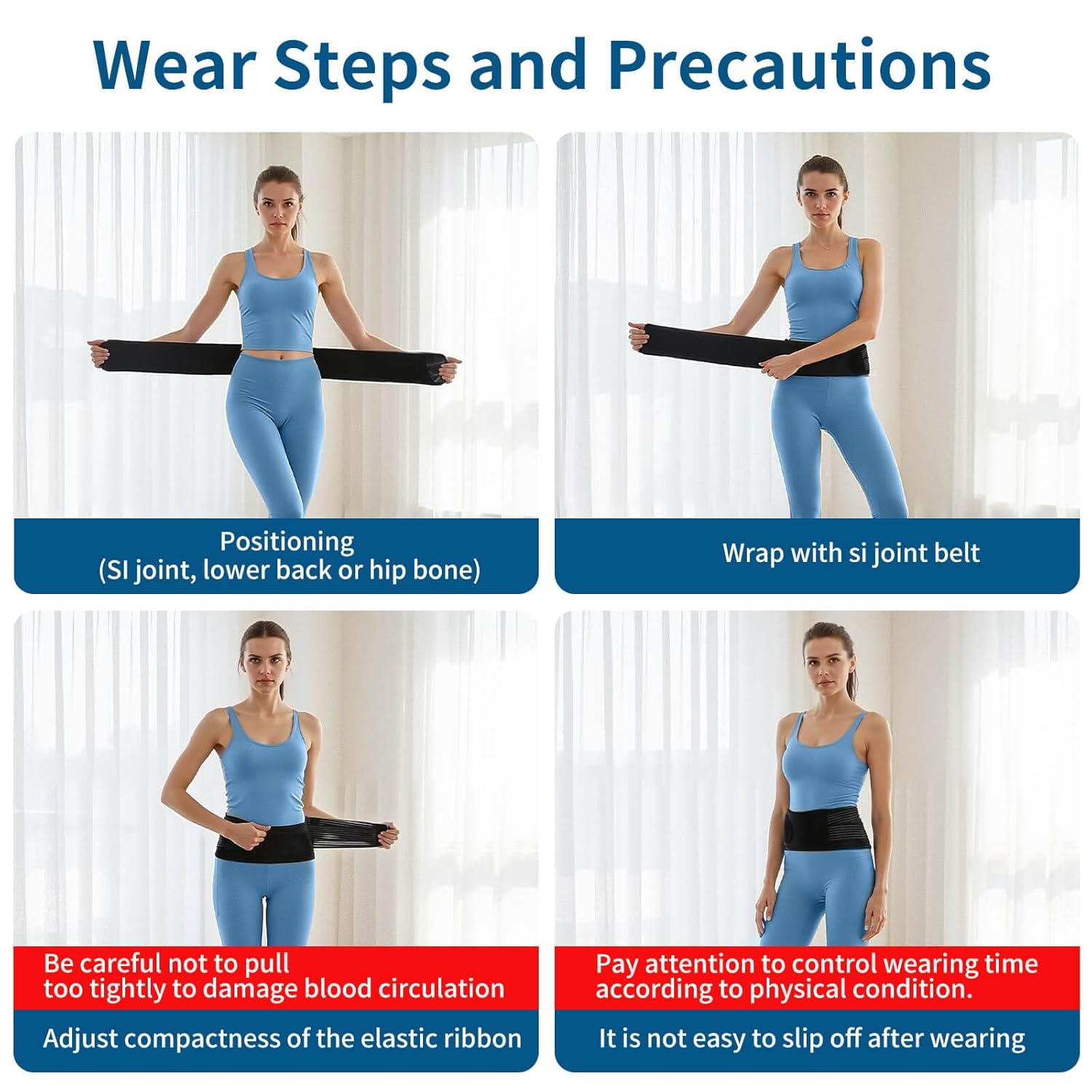 SUNFATT Sacroiliac SI Joint Belt for Women and Men, Pelvic Stabilizer Lower Back


