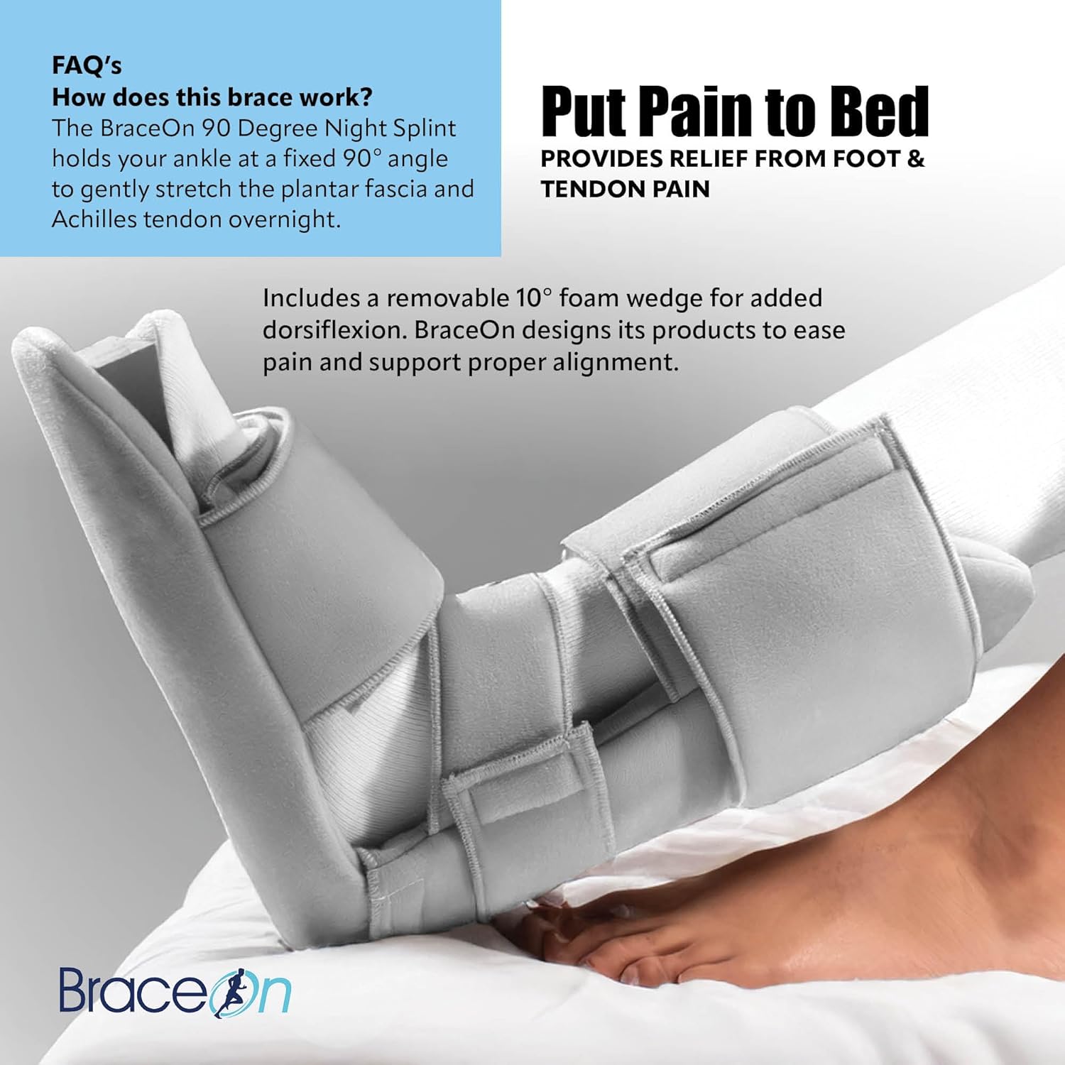 Brace On 90 Degree Night Splint for Plantar Fasciitis Foot Brace

