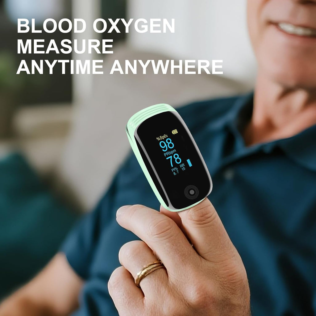 Fingertip Pulse Oximeter with Respiration Rate Monitoring, PI & RR, Rechargeable

