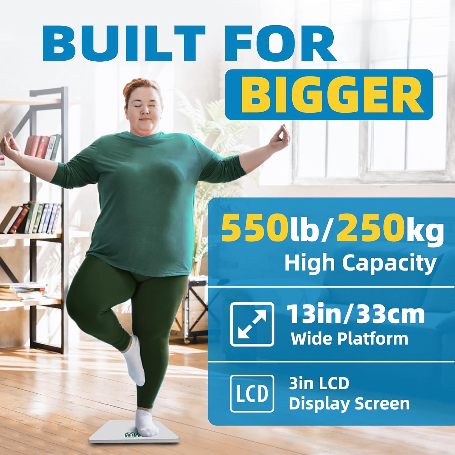 LEPULSE 550 lb Bathroom Digital Scale with BMI, Bluetooth, Tempered Glass, Backlit

