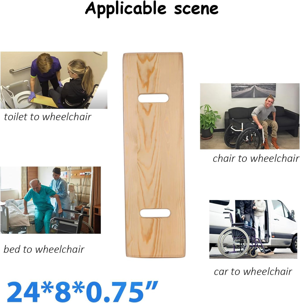 Slide Transfer Board with Handles, Heavy-Duty Wood Mobility Aid, 500 lb Capacity

