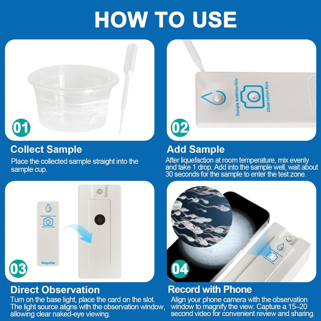 Sperm Microscope Semen Analysis Fertility Test Kit for Men, At-Home Wellness

