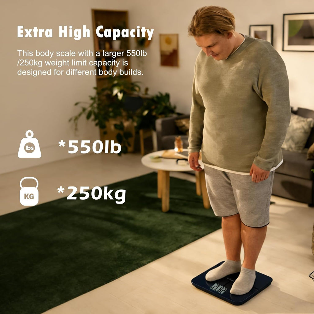 NUTRI FIT Digital Bathroom Scale for Body Weight, 550 lb Capacity, Large Display

