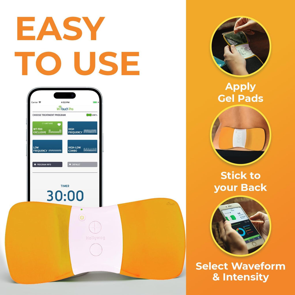 WiTouch Pro Wireless TENS Unit for Back Pain Relief, Wearable Muscle Stimulator

