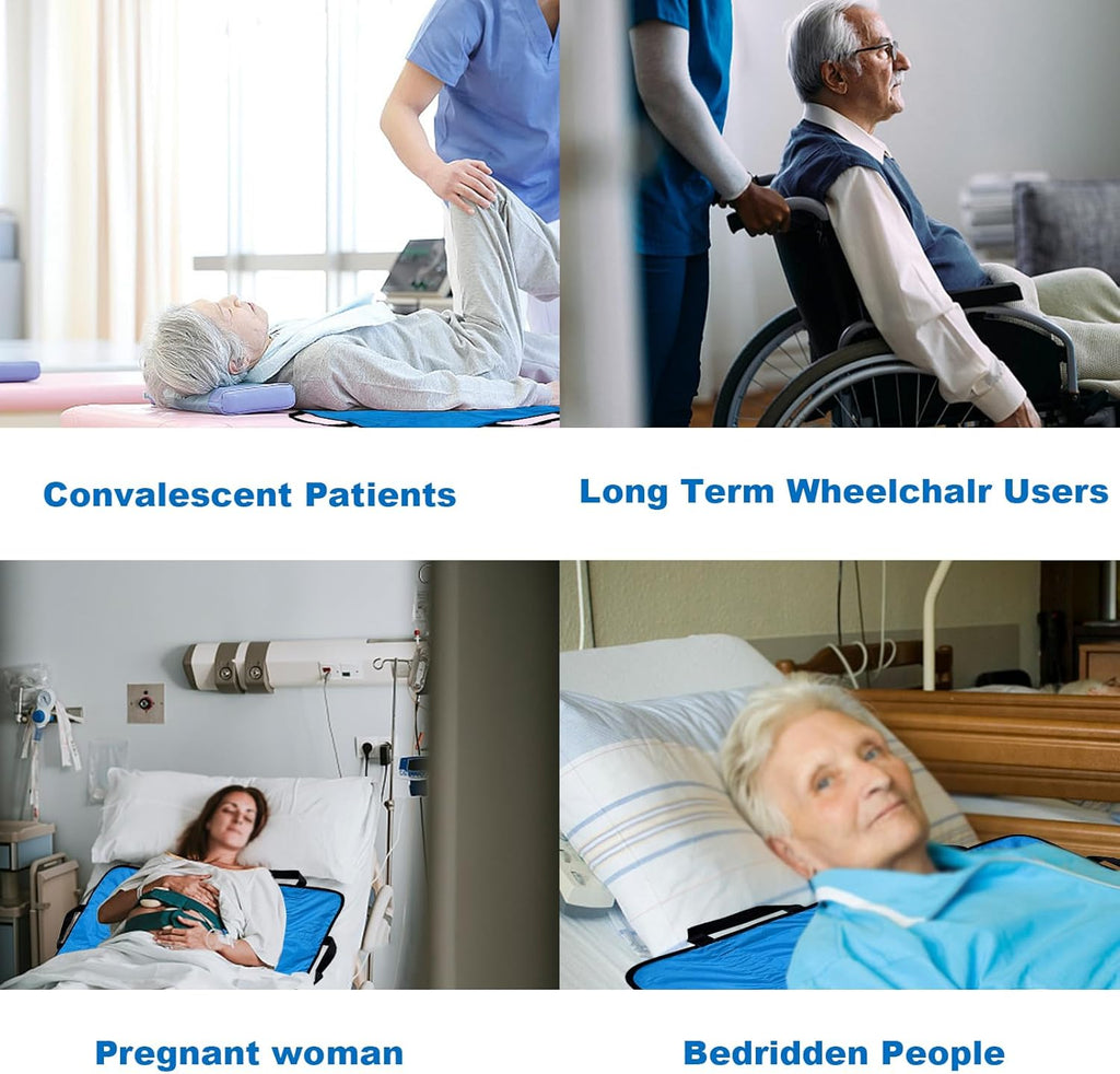 Reusable Patient Transfer Bed Pads with Handles, Washable Slide Sheets for Caregivers

