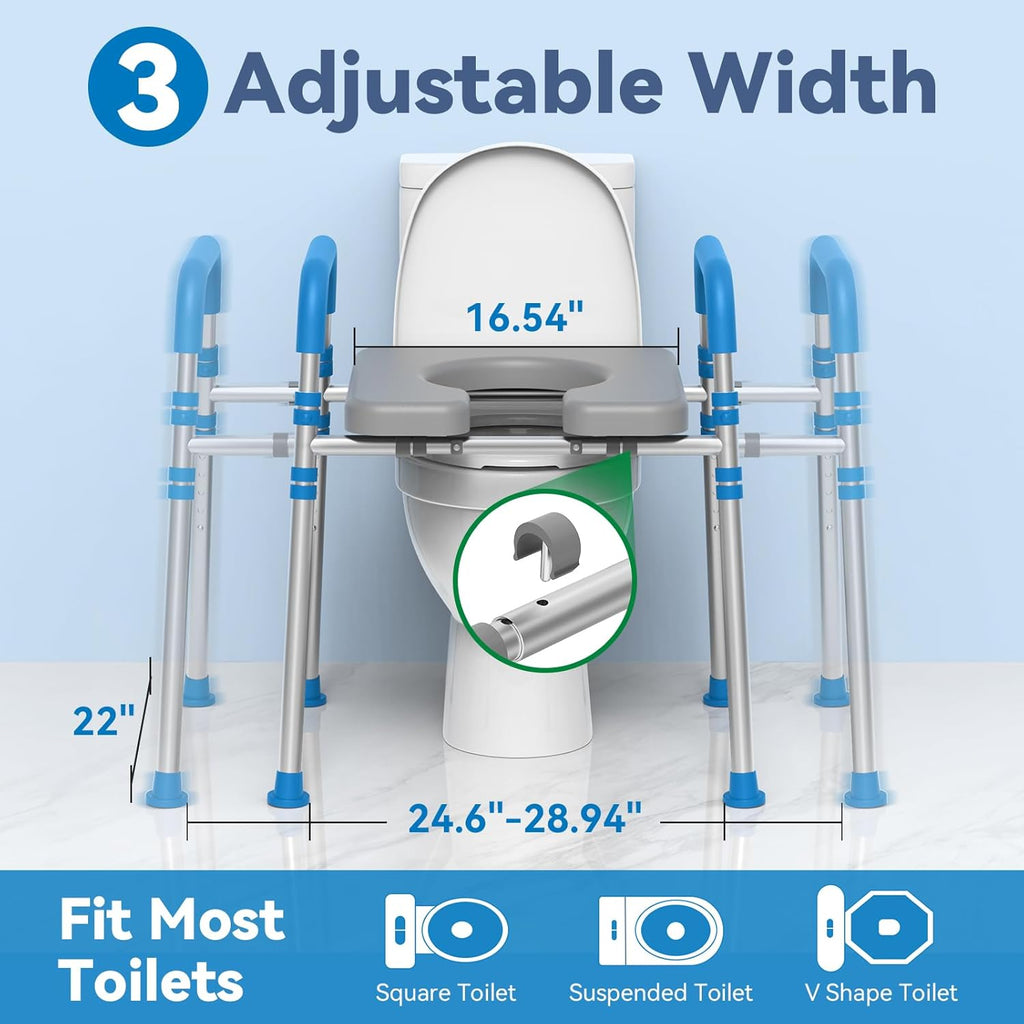 Loyoda Raised Toilet Seat with Handles, Padded Toilet Seat Riser for Seniors

