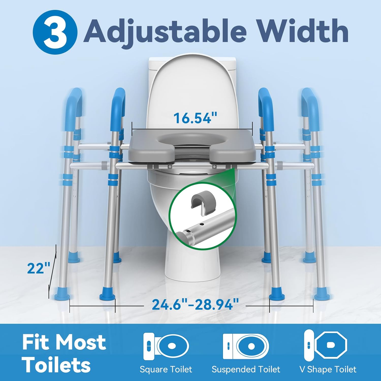 Loyoda Raised Toilet Seat with Handles, Padded Toilet Seat Riser for Seniors

