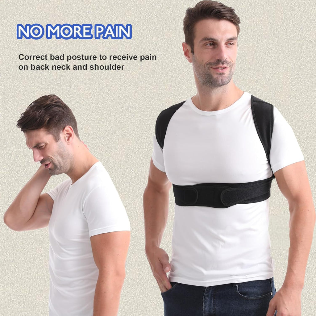 Paskyee Posture Corrector Back Brace for Neck and Upper Back, Adjustable Support

