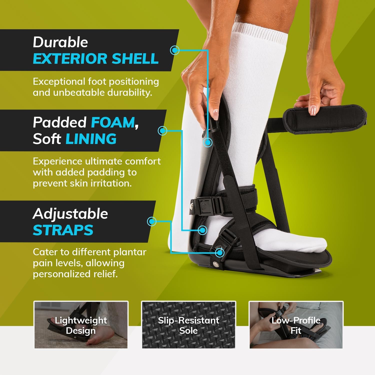BraceAbility Plantar Fasciitis & Achilles Night Foot Splint Adjustable Stretch Boot

