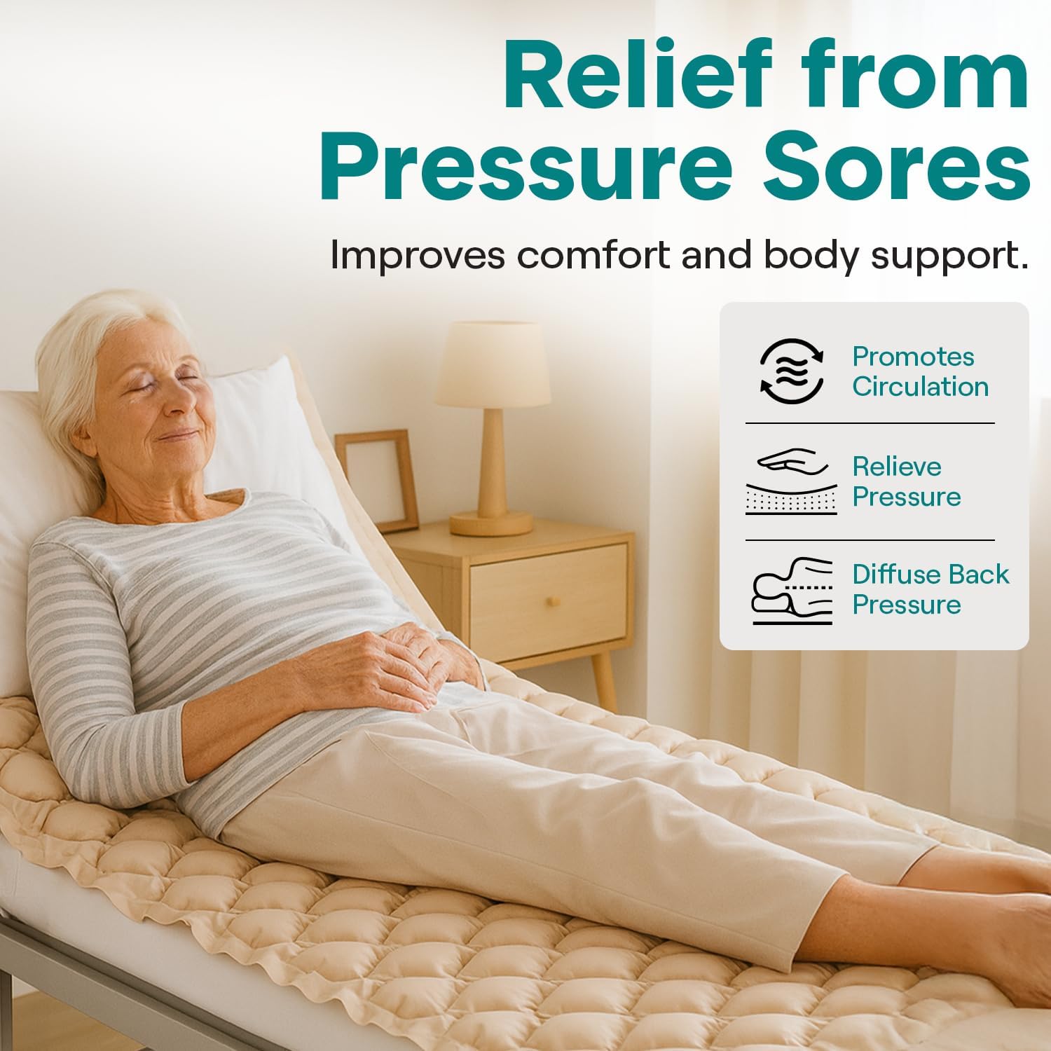 SereneLife Alternating Pressure Mattress Topper with Electric Pump for Hospital Bed

