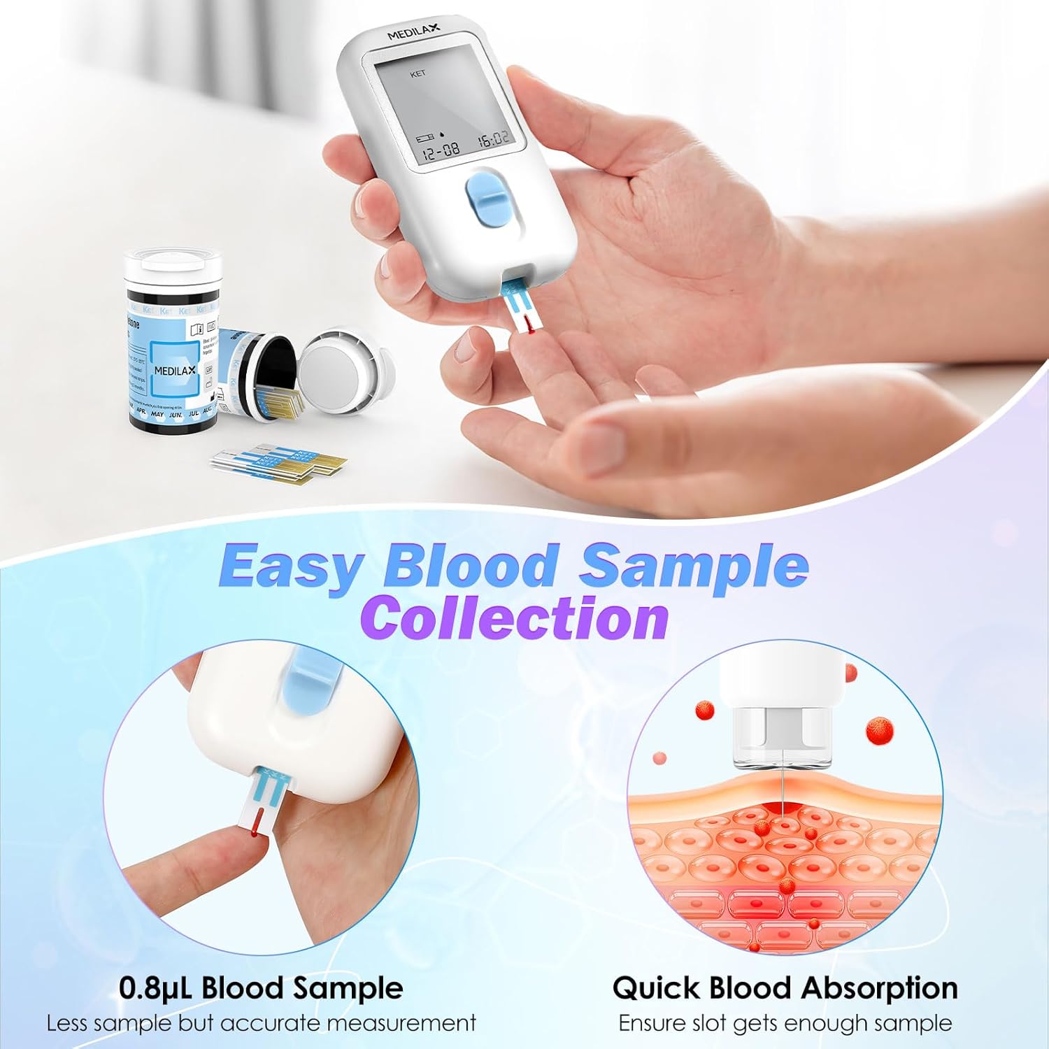 Medilax Blood Ketone Test Strips for Blood Ketone Monitoring


