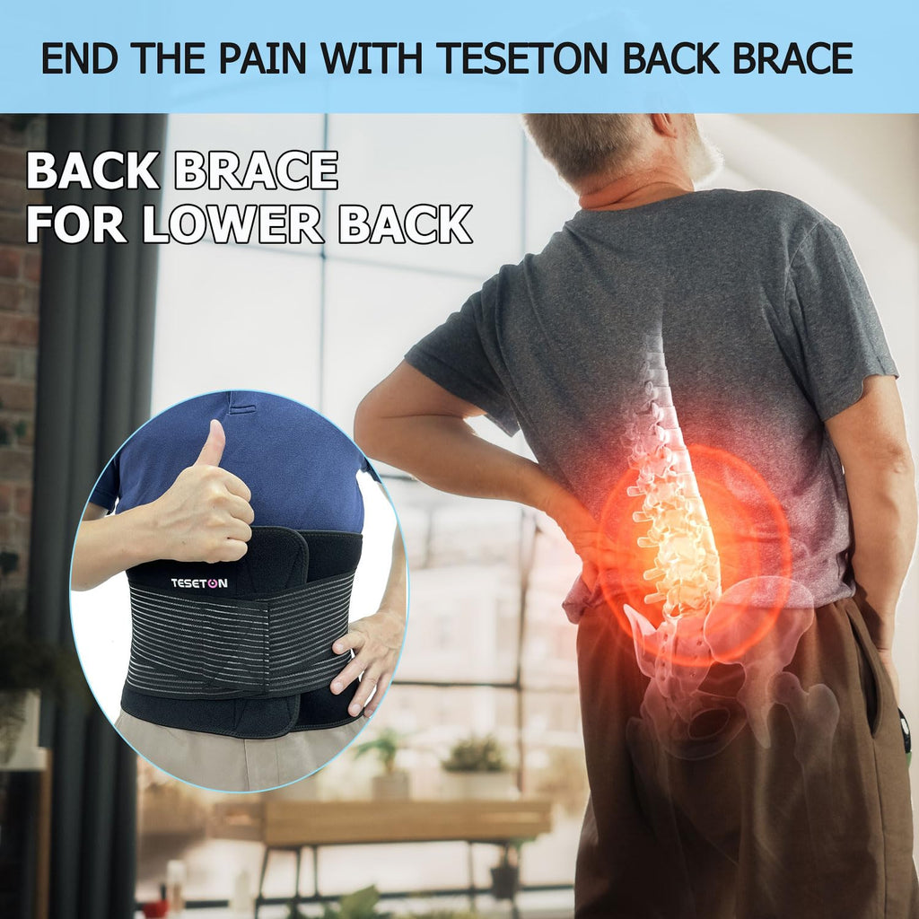 TESETON Back Support Belt for Lower Back Pain, Lumbar Brace for Men and Women

