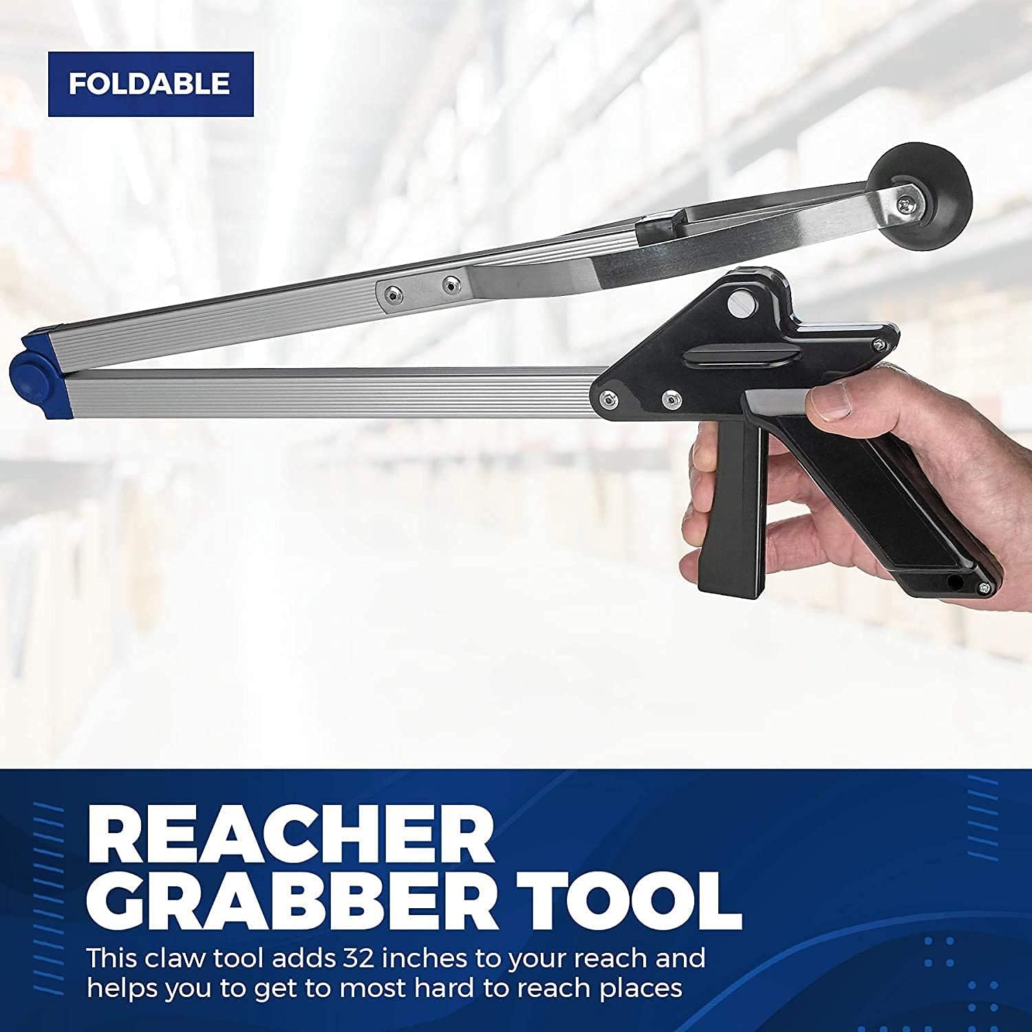 MEDca Foldable Reacher Grabber Tool with Suction Cup Tip for Easy Reaching

