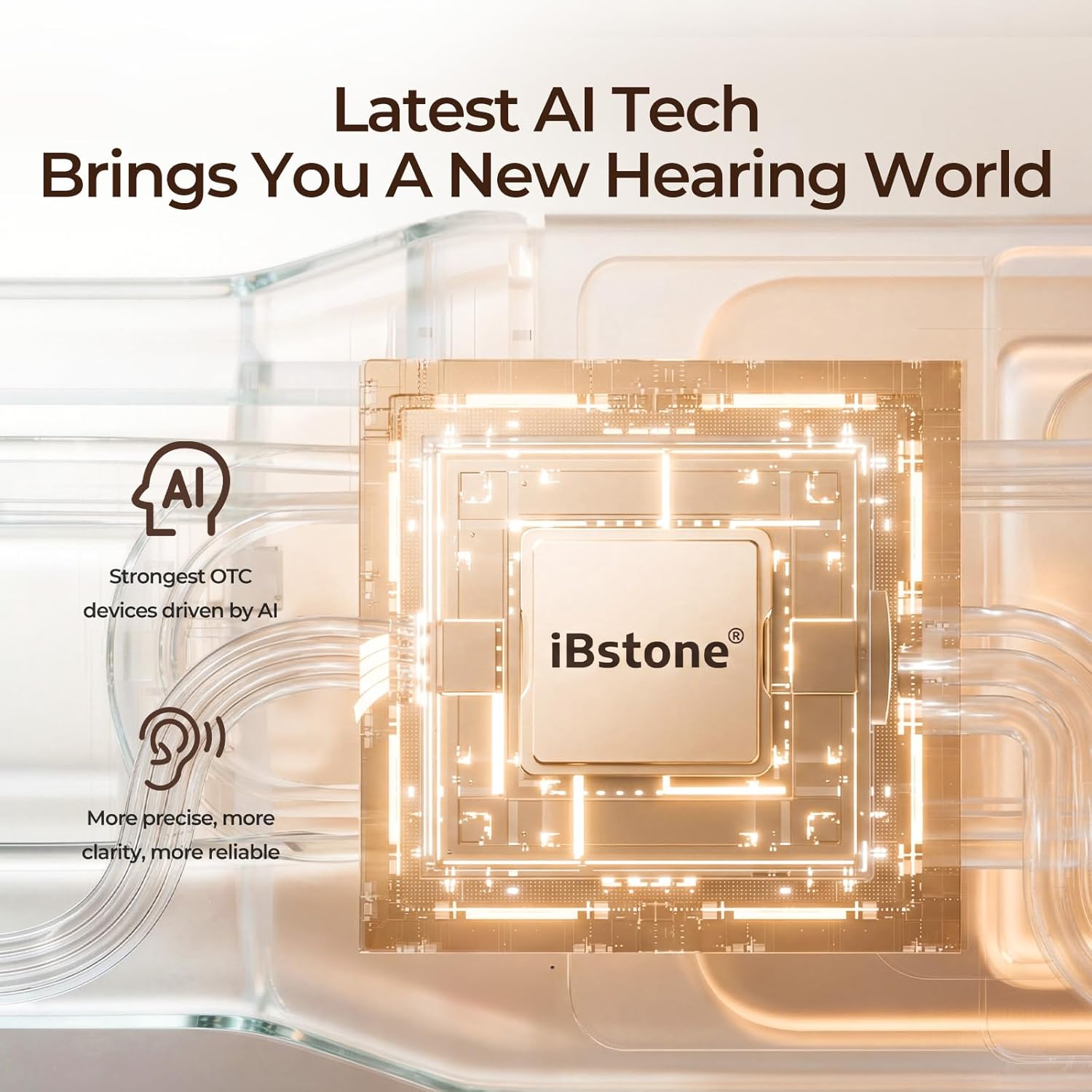 iBstone AuraLink Bluetooth Hearing Aids for Seniors, App-Controlled RIC, OTC


